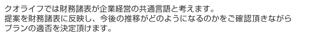 私たちは企業経営の財務諸表が共通言語と考えます。この共通言語でプランが正しいかどうか判断していきます。